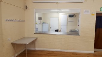 View of kitchen hatch.